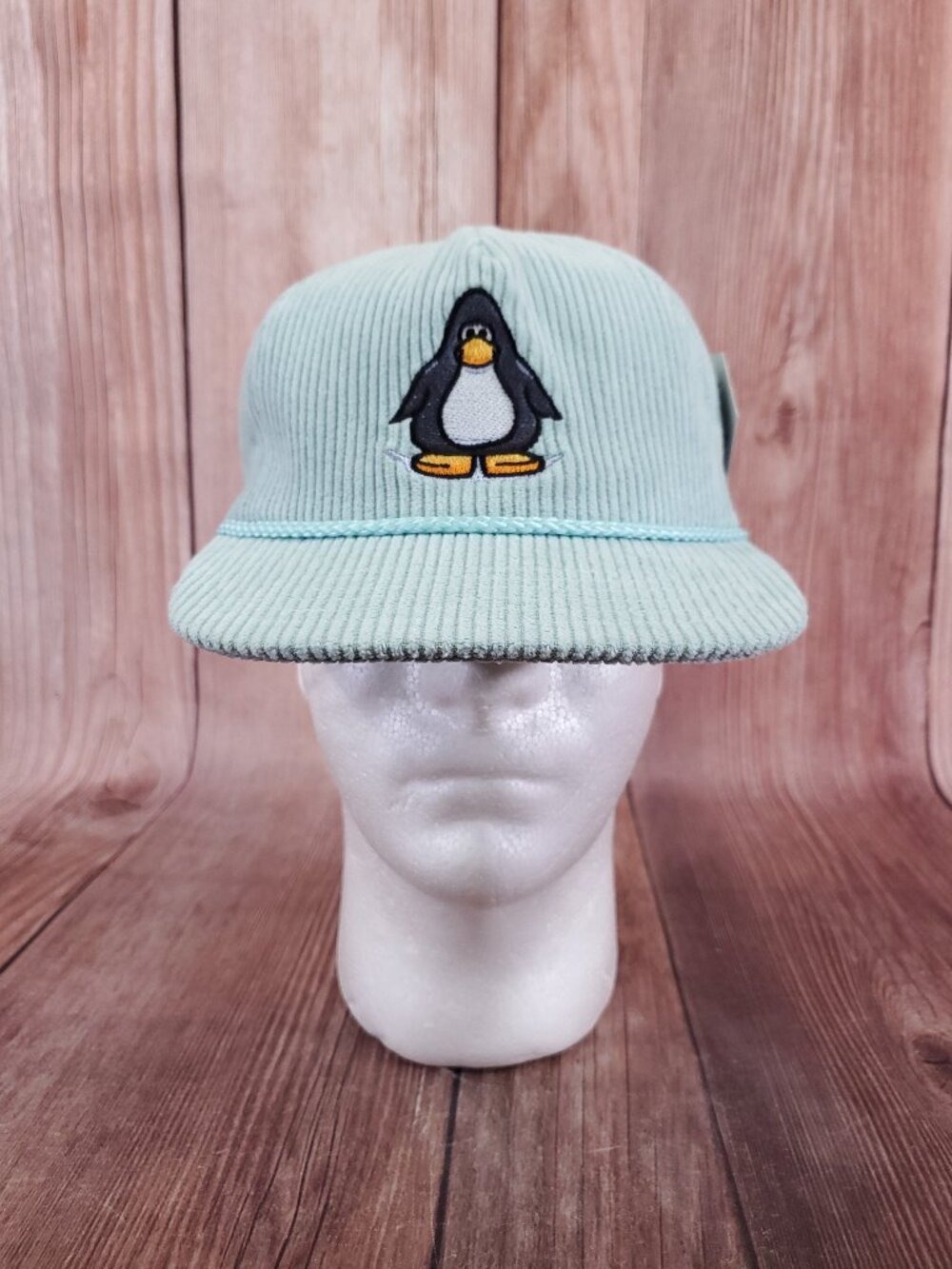 NWT Snag Club Penguin You've Been Banned Corduroy Rope Snapback Hat Mint